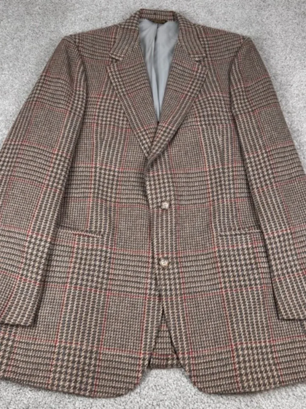 Lands End Charter Collection Vintage Wool Herringbone Blazer Size 42L USA Made